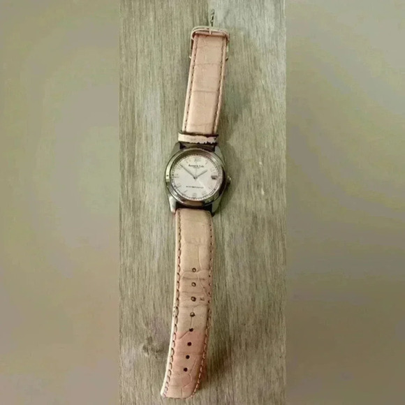 Kenneth Cole Diamond Watch Women Pave Silver Tone Pink Leather Band - Picture 9 of 9